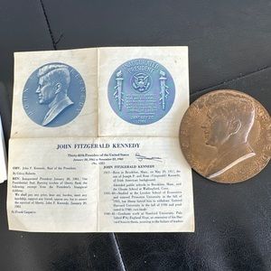Vintage JFK Inaugural 1961 bronze medallion Coin Token